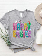 HAPPY EASTER Round Neck Short Sleeve T-Shirt Trendsi