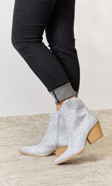East Lion Corp Rhinestone Ankle Cowboy Boots Trendsi