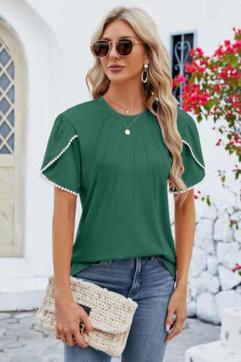 Round Neck Petal Sleeve T-Shirt Trendsi