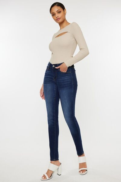 Kancan Mid Rise Gradient Skinny Jeans Trendsi