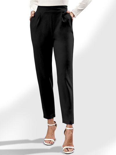 High Waist Straight Pants with Pockets Trendsi