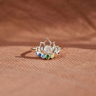 925 Sterling Silver Inlaid Zircon Lotus Shape Ring Trendsi