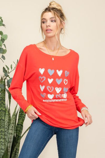 Celeste Full Size Heart Graphic Long Sleeve T-Shirt Trendsi