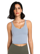 Scoop Neck Wide Strap Active Tank Trendsi