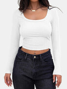 Scoop Neck Long Sleeve T-Shirt Trendsi