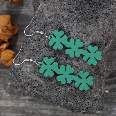 Lucky Clover Wooden Dangle Earrings Trendsi