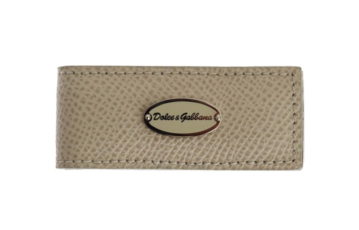 Dolce & Gabbana Beige Leather Magnet Money Clip GENUINE AUTHENTIC BRAND LLC