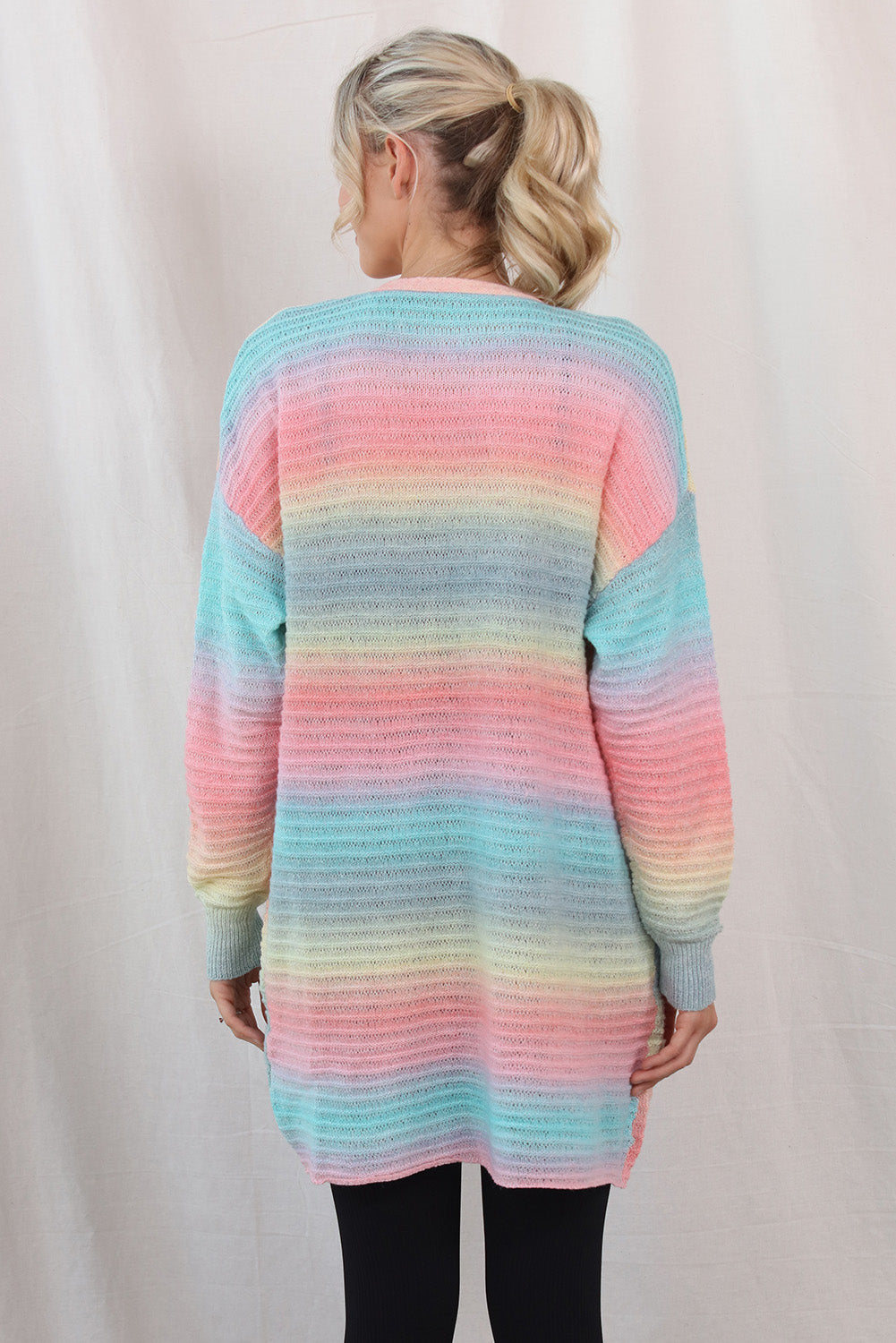 Gradient Dropped Shoulder Longline Cardigan Trendsi