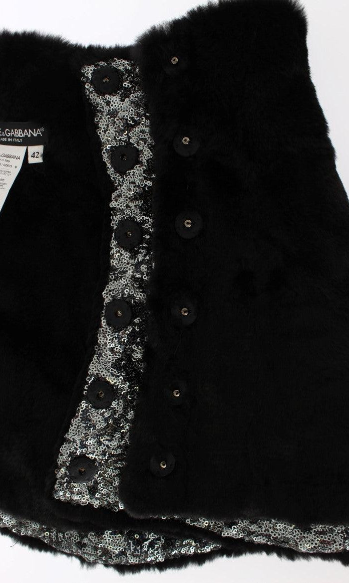 Dolce & Gabbana Silver Sequined Floral Weasel Fur Shoulder Scarf Wrap GENUINE AUTHENTIC BRAND LLC