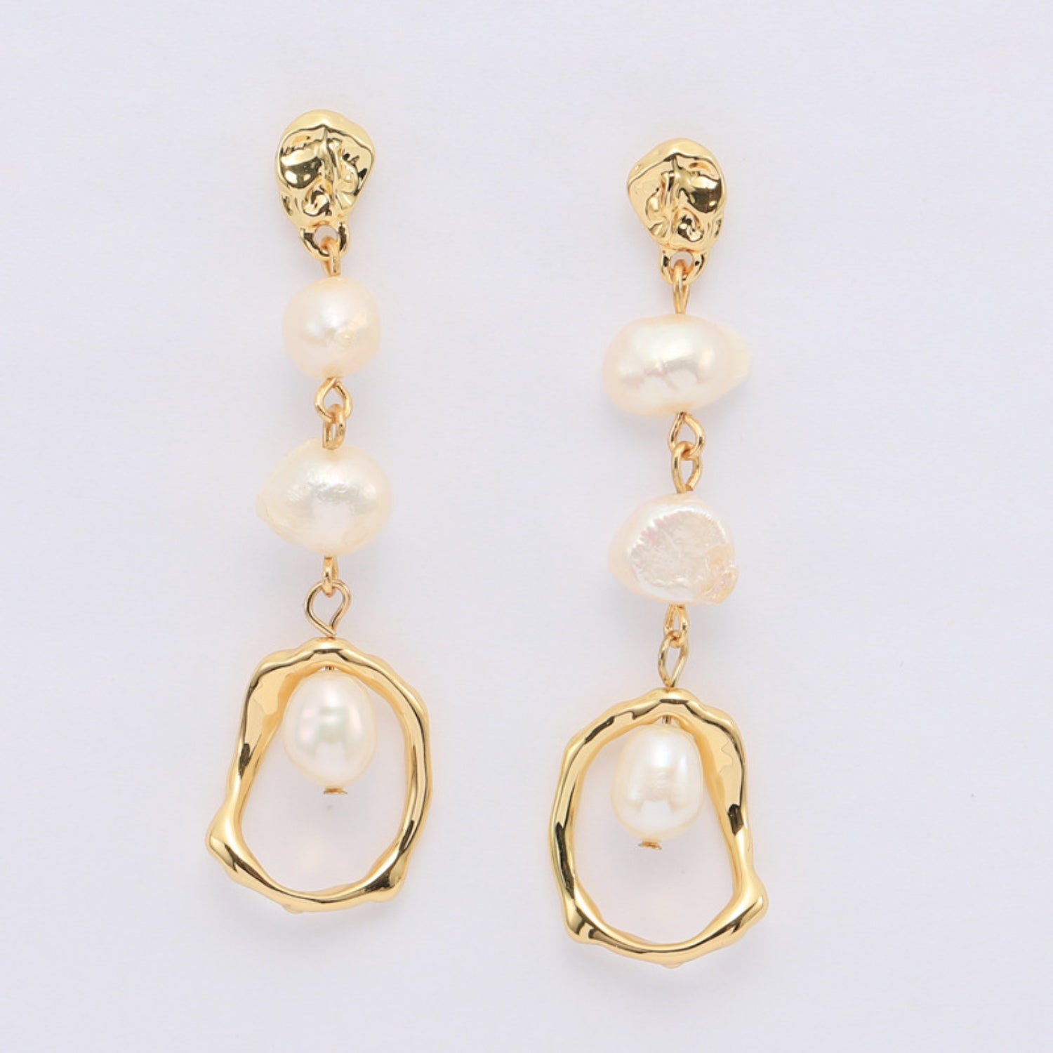 Gold-Plated Freshwater Pearl Earrings Trendsi