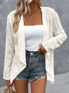 Eyelet Roll-Tab Sleeve Cardigan Trendsi