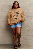 Simply Love Full Size LOVE Round Neck Sweatshirt Trendsi