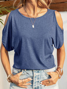 Round Neck Cold Shoulder T-Shirt Trendsi