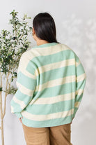 Sew In Love Full Size Contrast Striped Round Neck Sweater Trendsi