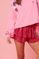 Sequin Round Neck Dropped Shoulder Sweatshirt Trendsi