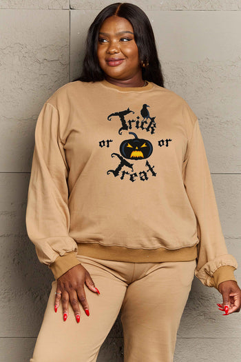 Simply Love Full Size TRICK OR TREAT Graphic Sweatshirt Trendsi