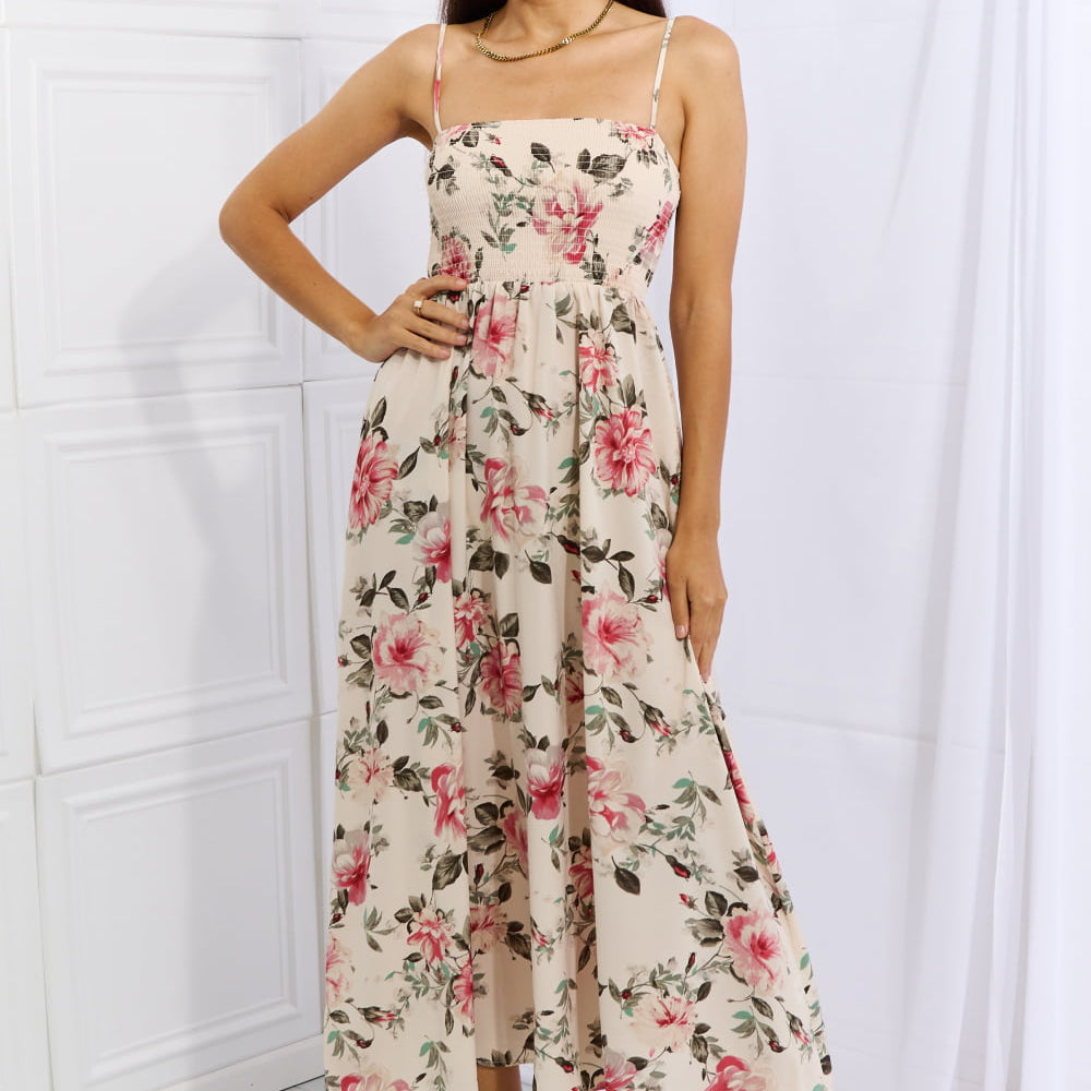 OneTheLand Hold Me Tight Sleevless Floral Maxi Dress in Pink Trendsi