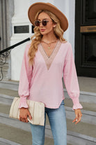 V-Neck Flounce Sleeve Blouse Trendsi