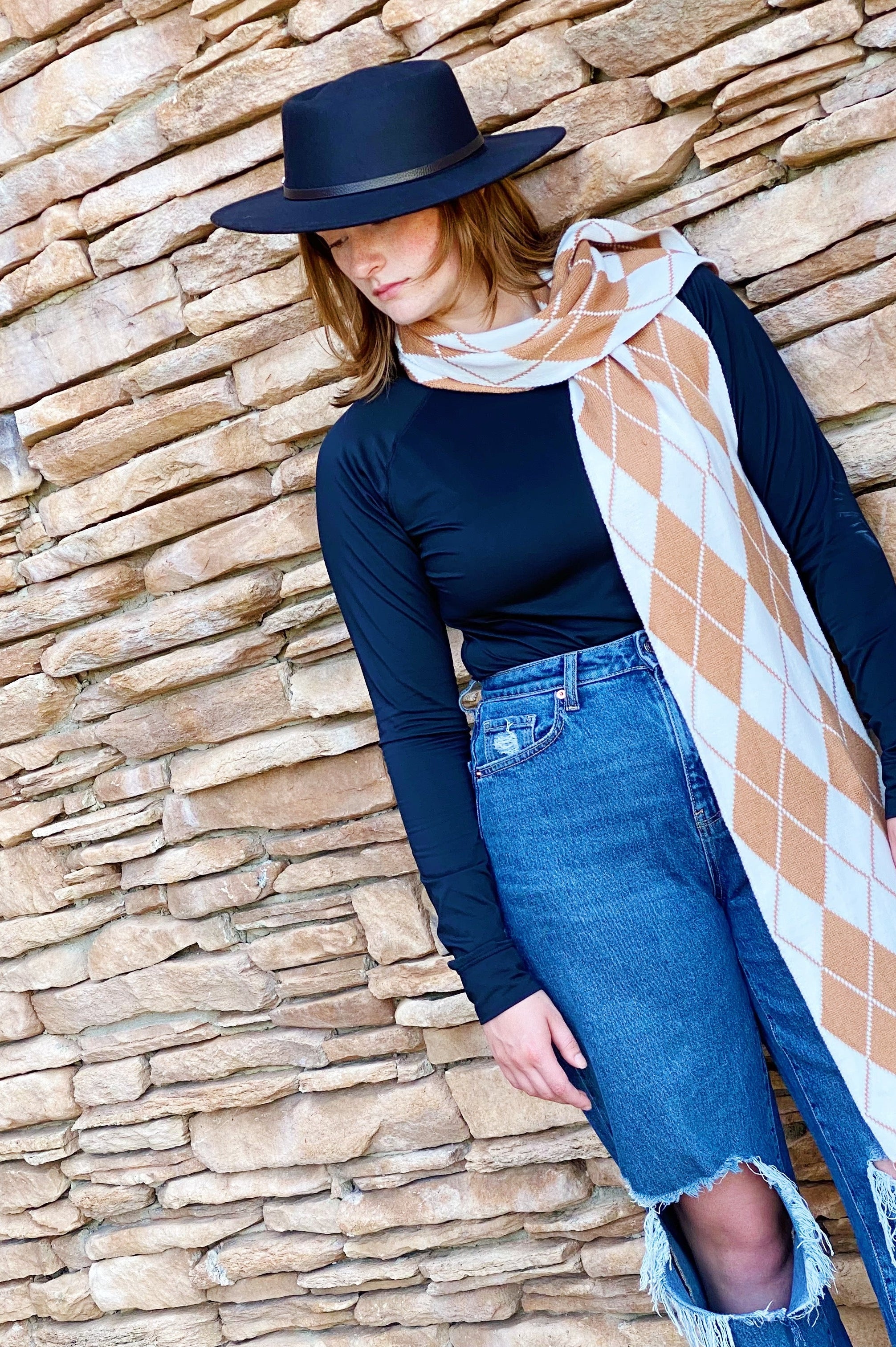 Our Gal Patterned Knit Scarf Ellisonyoung.com