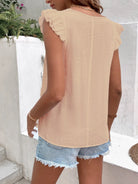 Ruffled V-Neck Cap Sleeve Blouse Trendsi