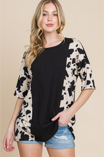 BOMBOM Rodeo Love Ribbed Animal Contrast Tee BOMBOM