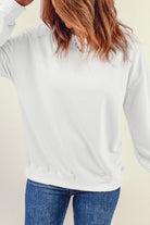 Round Neck Dropped Shoulder Sweatshirt Trendsi