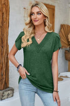 V-Neck Petal Sleeve T-Shirt Trendsi