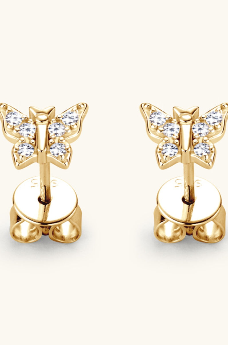 Moissanite 925 Sterling Silver Butterfly Stud Earrings Trendsi