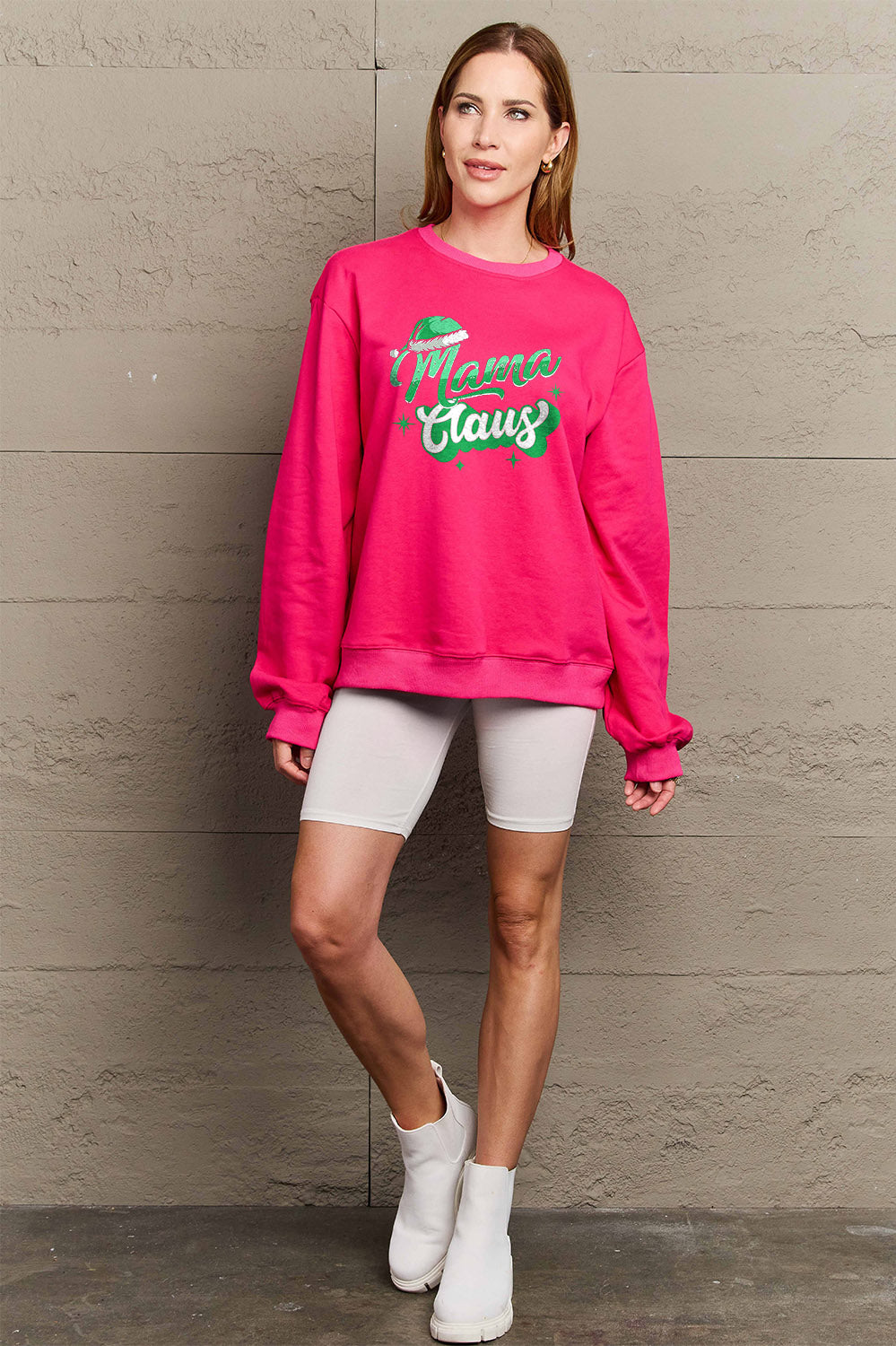 Simply Love Full Size MAMA CLAUS Round Neck Sweatshirt Trendsi