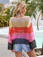 Color Block Openwork Boat Neck Cover Up Trendsi