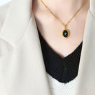 Gold-Plated Titanium Steel Oval Shape Pendant Necklace Trendsi