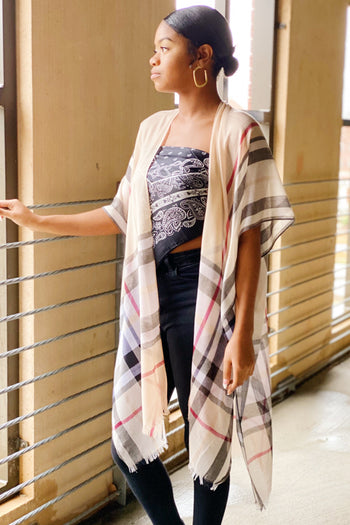 Classy Plaid Kimono Ellisonyoung.com