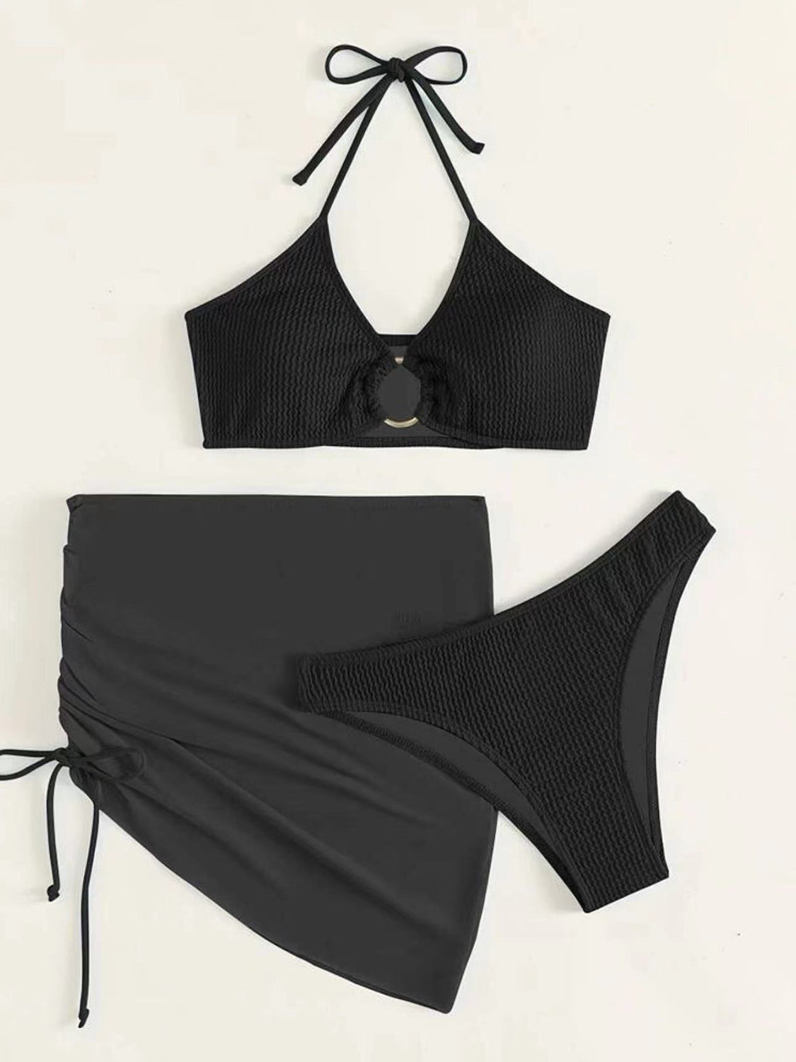 Tied Halter Neck Three-Piece Swim Set Trendsi