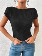 Backless Short Sleeve T-Shirt Trendsi