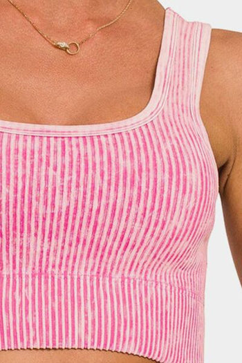 Zenana Ribbed Square Neck Wide Strap Tank Trendsi