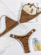 Plunge Spaghetti Strap Swim Set Trendsi