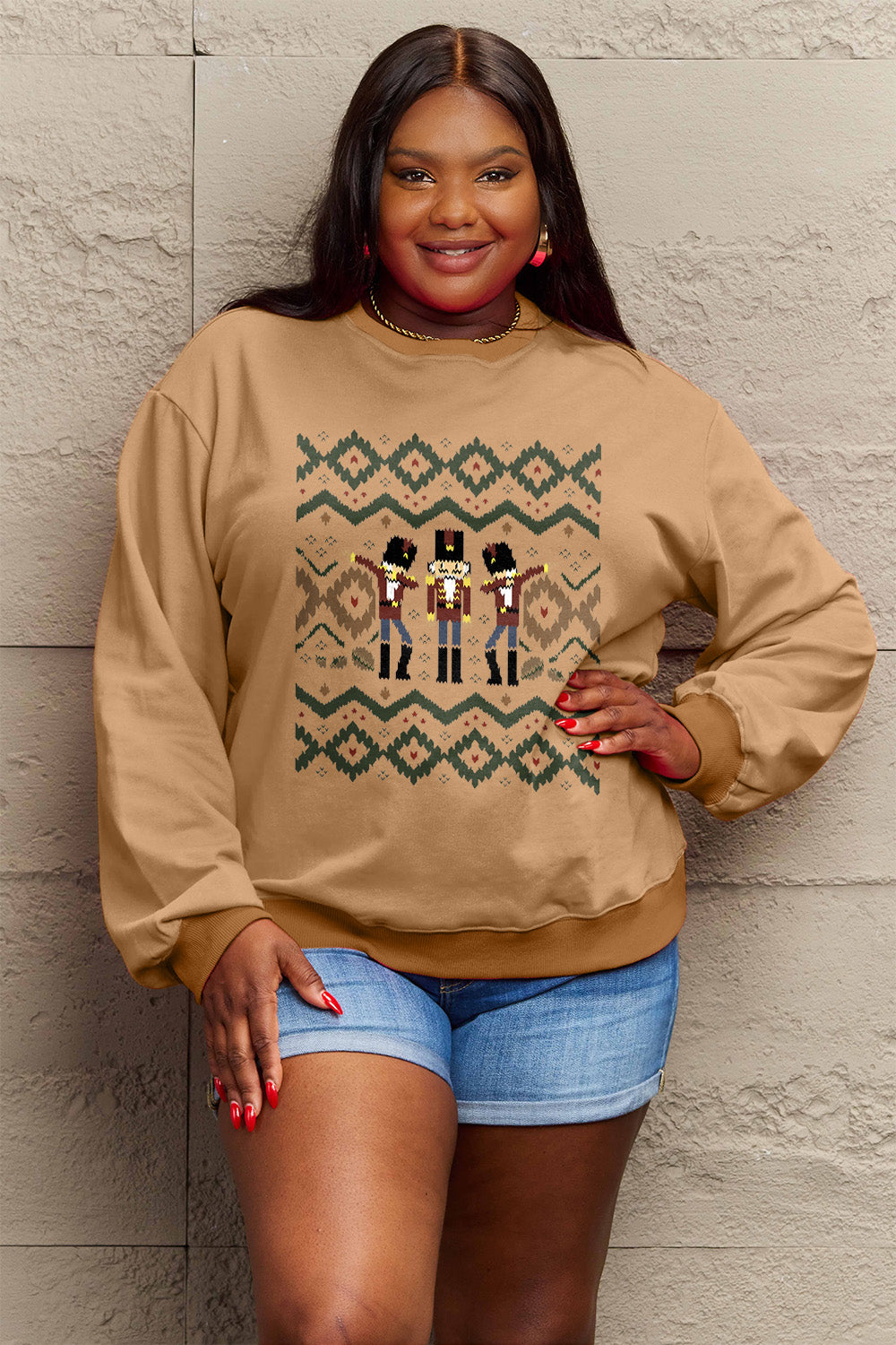 Simply Love Full Size Nutcracker Graphic Long Sleeve Sweatshirt Trendsi