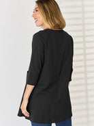 Pocketed Round Neck Half Sleeve Blouse Trendsi