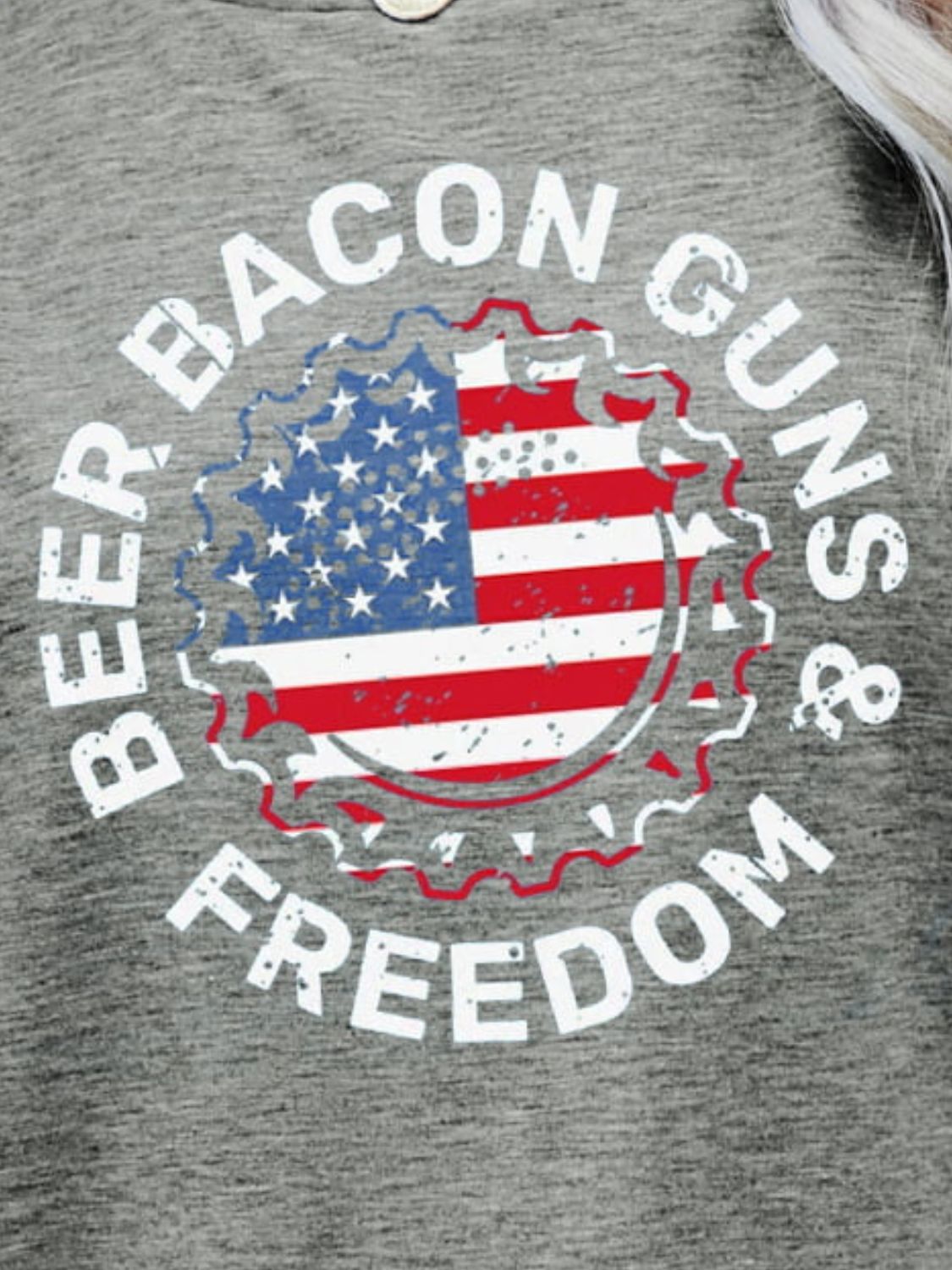 BEER BACON GUNS & FREEDOM US Flag Graphic Tee Trendsi