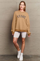 Simply Love Full Size CIAO！Round Neck Sweatshirt Trendsi