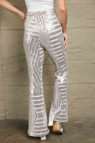 Double Take Sequin High Waist Flared Pants Trendsi