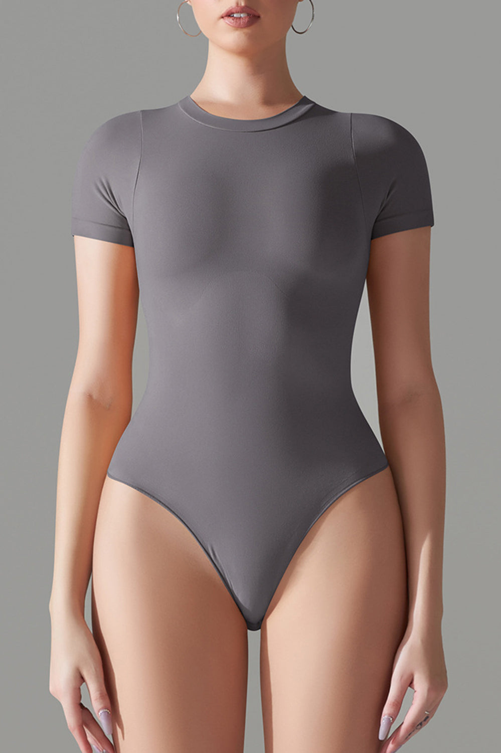 Round Neck Short Sleeve Active Bodysuit Trendsi