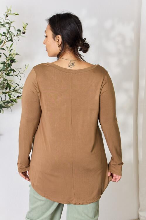 Zenana Full Size Long Sleeve V-Neck Top Trendsi