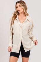 SAGE + FIG Striped Button Up Long Sleeve Shirt Trendsi