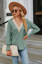 V-Neck Flounce Sleeve Blouse Trendsi