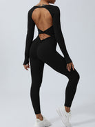 Twisted Backless Long Sleeve Jumpsuit Trendsi