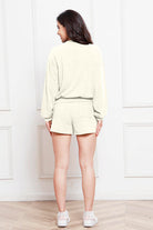 Round Neck Long Sleeve Top and Shorts Set Trendsi