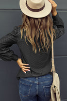 Eyelet V-Neck Long Sleeve Blouse Trendsi