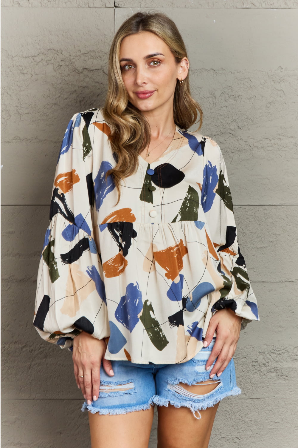Hailey & Co Wishful Thinking Multi Colored Printed Blouse Trendsi