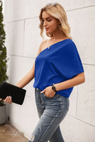 Single Shoulder Half Sleeve T-Shirt Trendsi